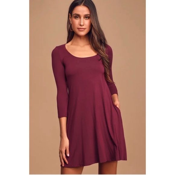 LULUS Twirl Power Wine Red Swing Dress Size S - Picture 1 of 8